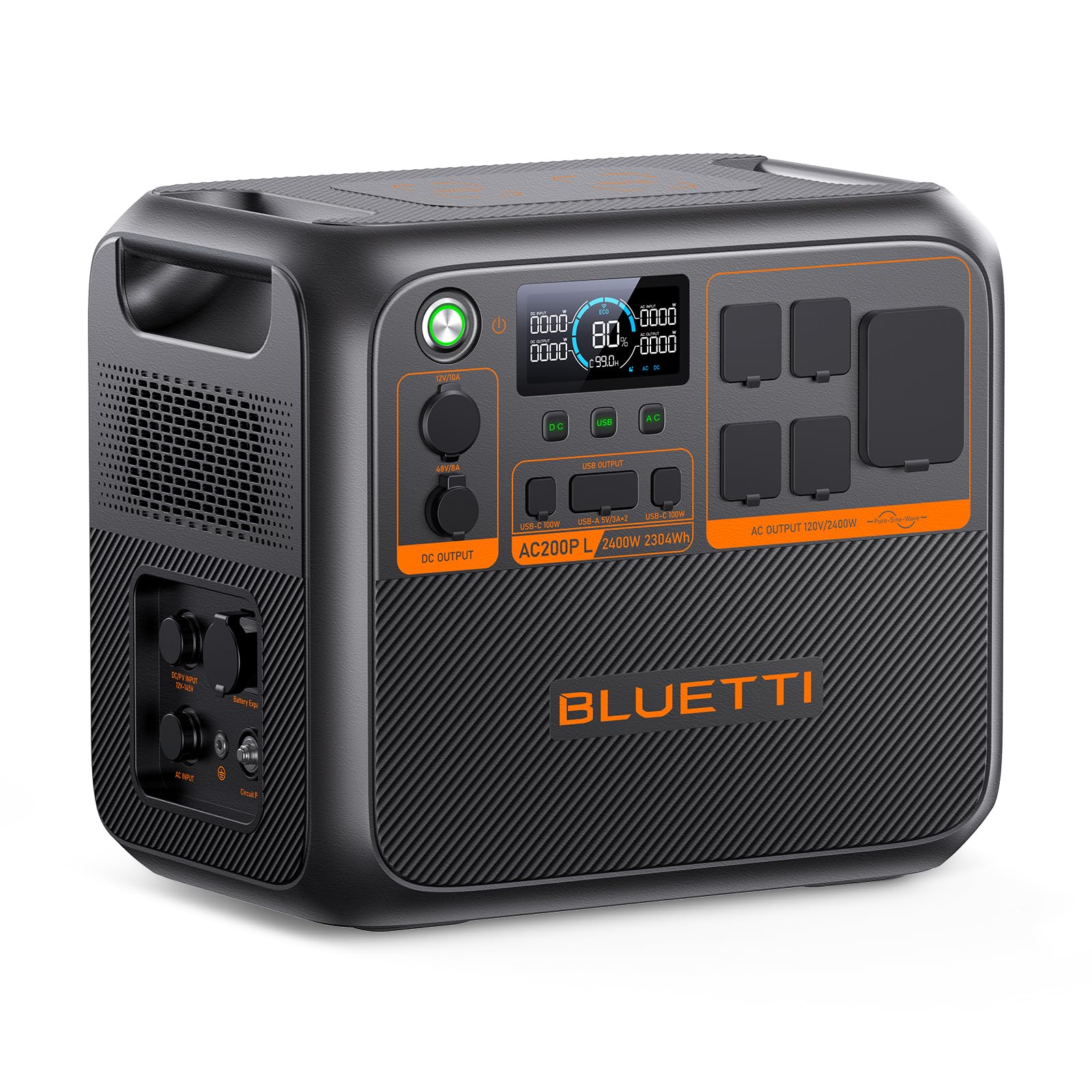 BLUETTI AC200PL Portable Power Station, 2304Wh Solar Generator, Expandable to 8448Wh w/ 4 2400W AC Outlets (3600W Power Lifting), 30A TT30 Output, LiFePO4 Battery Backup for RV, Camping, Home Use Image