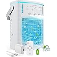 Portable Air Conditioners, 5000mAh Rechargeable Air Cooler with Remoter, Evaporative Personal Mini AC, 3 Wind Speed, 2-4-8H Timer, 3 Modes, Colorful Night Light, Portable AC for Room, Car, Camping