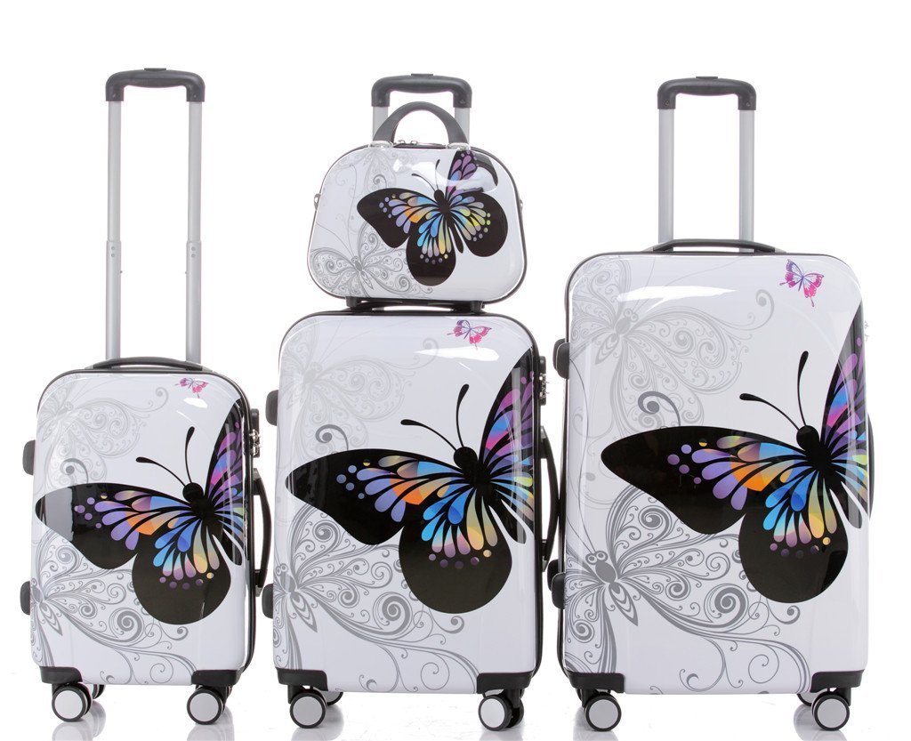 Valigia Rigida Cabina MAS Con Stampa Farfalla – Trolley 4 Ruote, ABS/PC, Leggera Con Lucchetto - Foto 3