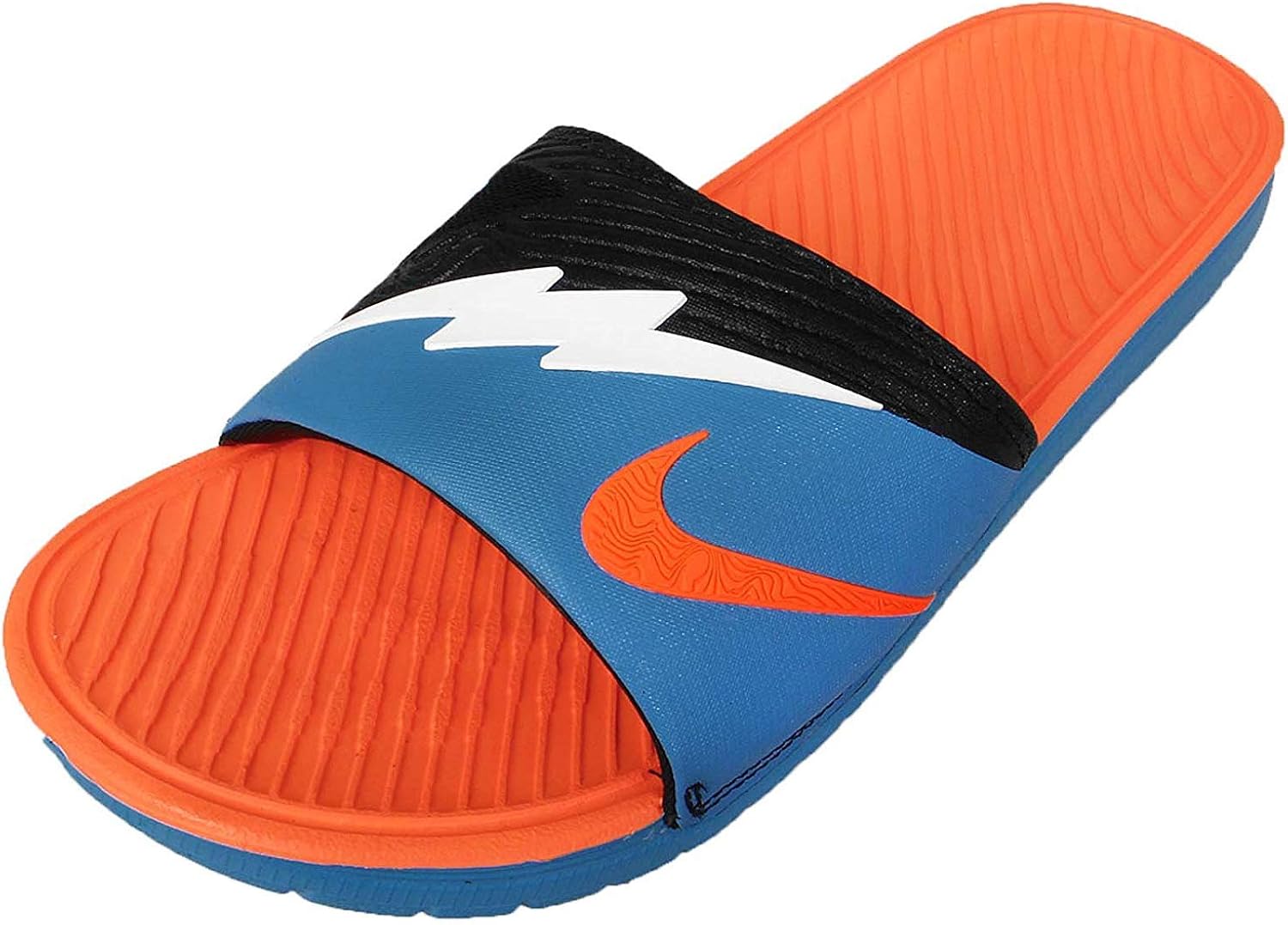 orange nike sliders