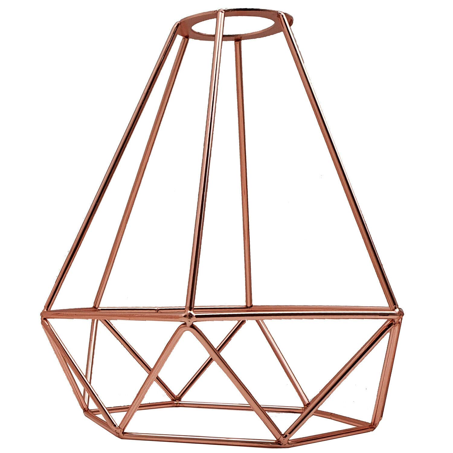Open Style Black Industrial Cage Pendant Shade Hanging Light Easy Fit Wire cage Lampshade Metal Basket Cage for Any Pendant Set Wall Lights Ceiling Lighting (Diamond Rose Gold)