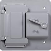 BELL 2-Gang Weatherproof Switch &amp; Outlet Cover, 8-in-1, Gray | Polycarbonate, NEMA 3R, UL Listed, GFCI Outlet Cover, Vertical Mount, Outdoor Switch Cover, Horseshoe Adapter, 8-in-1