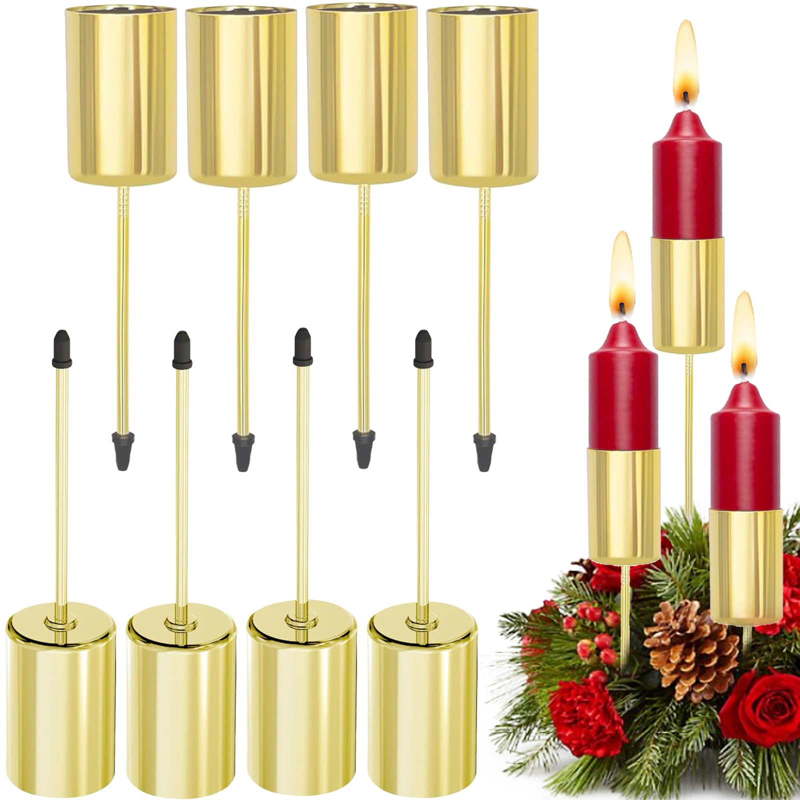 BDSHUNBF 8 Gold Candle Holders, Candlestick Holders Candle Stand, Taper Candle Holders,Candle Sticks Holder for Table,Decorative Candlestick Holder,for Wedding,Living Room,Dinning Decorations