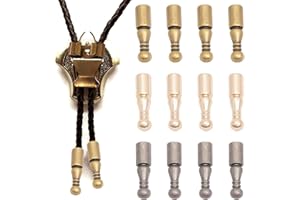 CHGCRAFT 12Pcs 3Colors Bolo Tie Tips Replacement End Caps Metal Accessories Retro Bolo Tie Tips for DIY Keychain Sweater Chain Bracelet Necklace Jewelry Making Findings