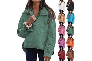 QESULK Womens Oversized Puffer Jacket Pullover Quilted Lightweight Jackets Fall Winter Warm Coat Dolman Hoodies Padded Coats
