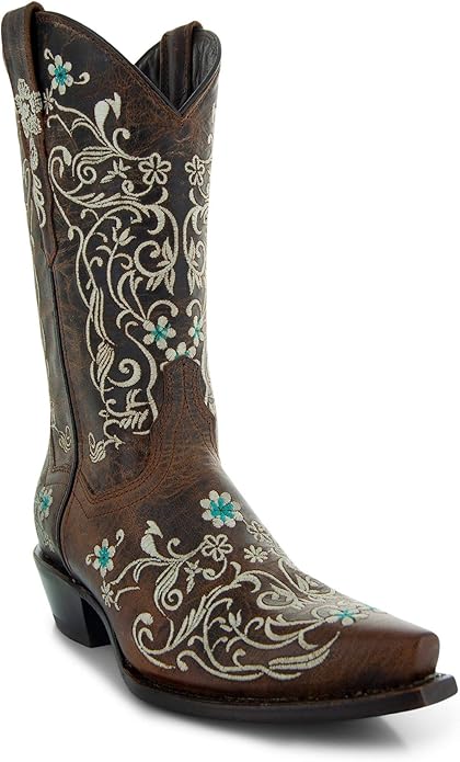 floral embroidered cowgirl boots