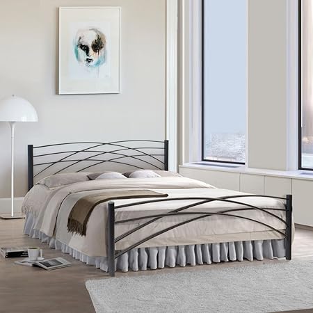 FurnitureKraft Denver Metal Queen Size Double Bed,Black