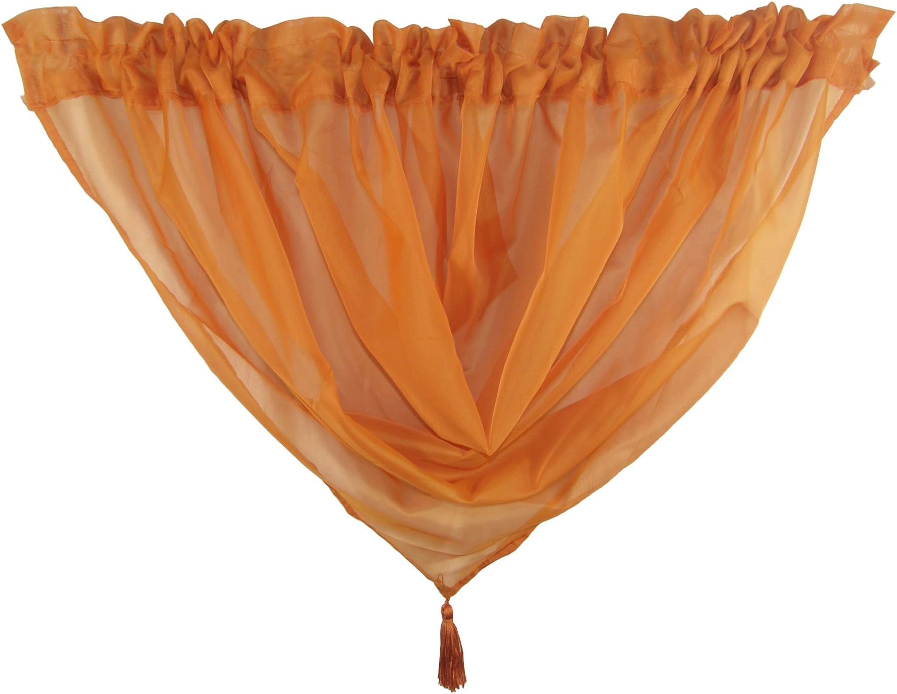 BURNT ORANGE VOILE TASSELLED SWAG SWAGS CURTAIN DRAPE 22X18" 56X45CM