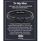YBISNAIRE Gifts for Men Infinity Leather Bracelet for Dad New Daddy Husband Boyfriend Son Grandson Brother Nephew Uncle Brown Braided Engraved Leather Jewelry Gifts for Fathers Day Birthday Christmas