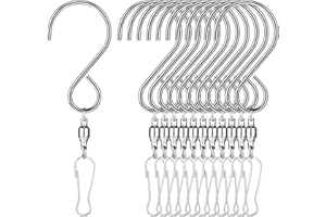 JJUNW 12Pcs Wind Spinner Swivel Hooks 360 Degree Dual Windsock Chime Supplies Hanger Swivels Clip Hanging Hooks for Wind Spinners Supply Chimes Hanging Plants Planters Baskets Birdbaths