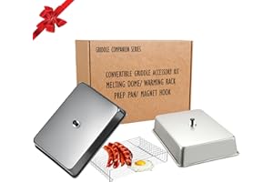 SIVSIS Two 15.5''x11'' Rectangular Melting Domes - Heavy Duty Stainless Steel Blackstone Melting Dome Cover, with 14''x9.5'' Cooling Rack, for Indoor & Outdoor Griddle Domes for Cooking