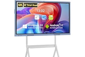 OMNINEXHUB Smart Board Interactive Whiteboard, 4K UHD Touch Screen Digital Board ，Digital Electronic Smartboard with Dual System and 16MP Camera for Office & Conference Rooms (65 inch Plus)