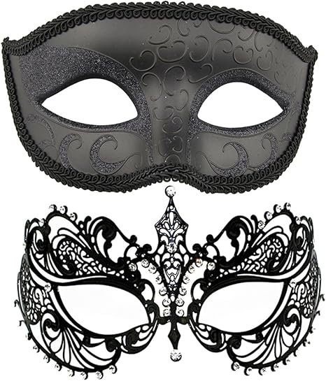Coddsmz Juego De 2 Antifaces Venecianos De Corte Laser Para Disfraz De Martes De Carnaval De Metal Plastico Unisex Color Negro 2 Tamano Mediano Amazon Es Hogar