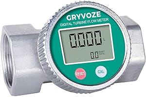 GRYVOZE 1.5 Inch Digital Diesel Fuel Flow Meter, EMI Protection, Waterproof, 40-280 LPM Inline NPT Thread Fuel Meter for Wate
