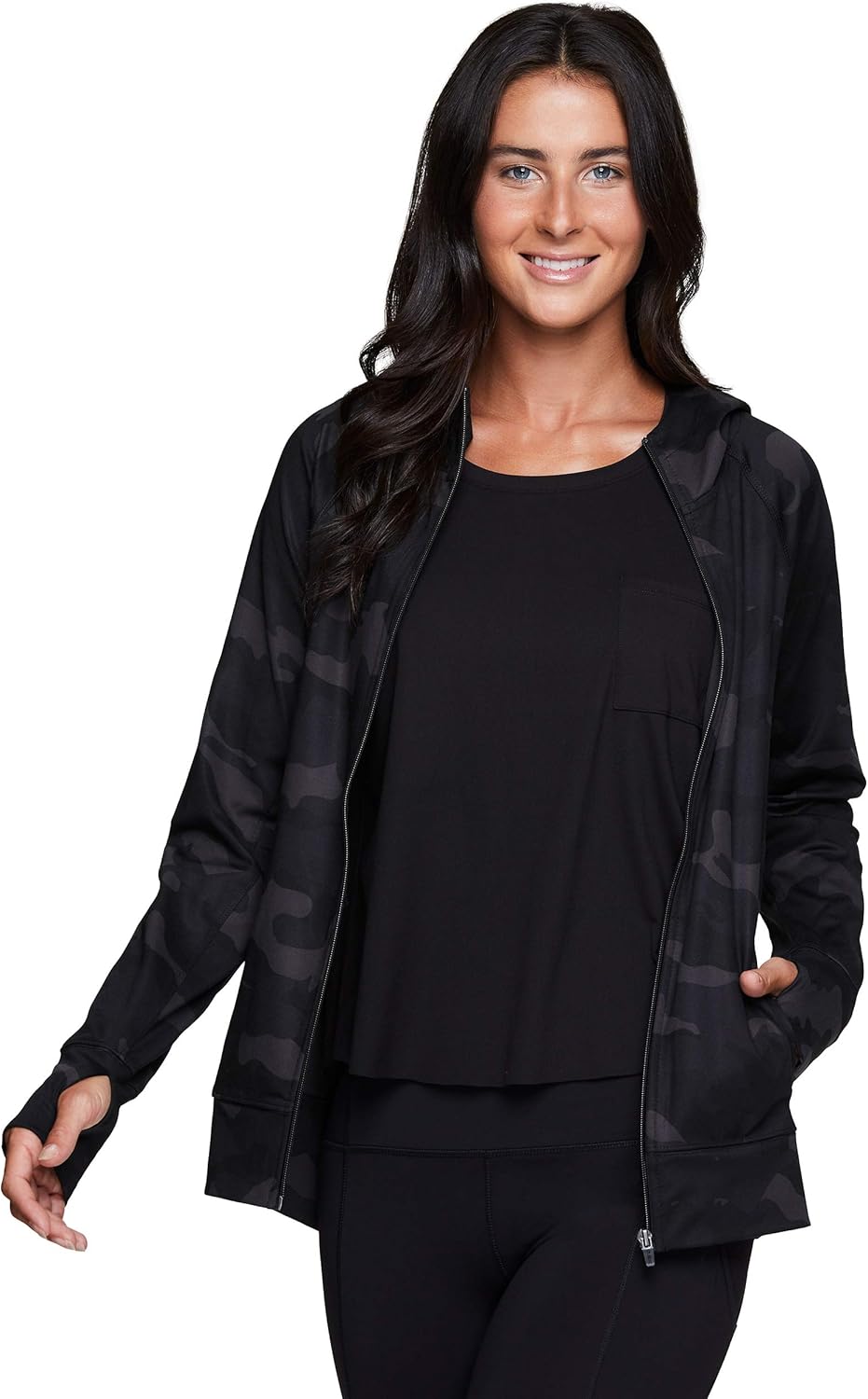 RBX Active Women's Athletic Performance Peached Ultra Soft Zip Up Running Jacket with Pockets: Clothing
