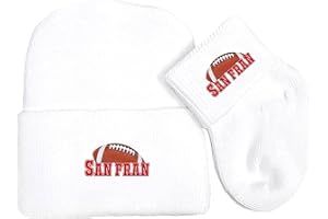 Future Tailgater Newborn Baby Knit Cap and Socks Set for San Francisco Football Fans White