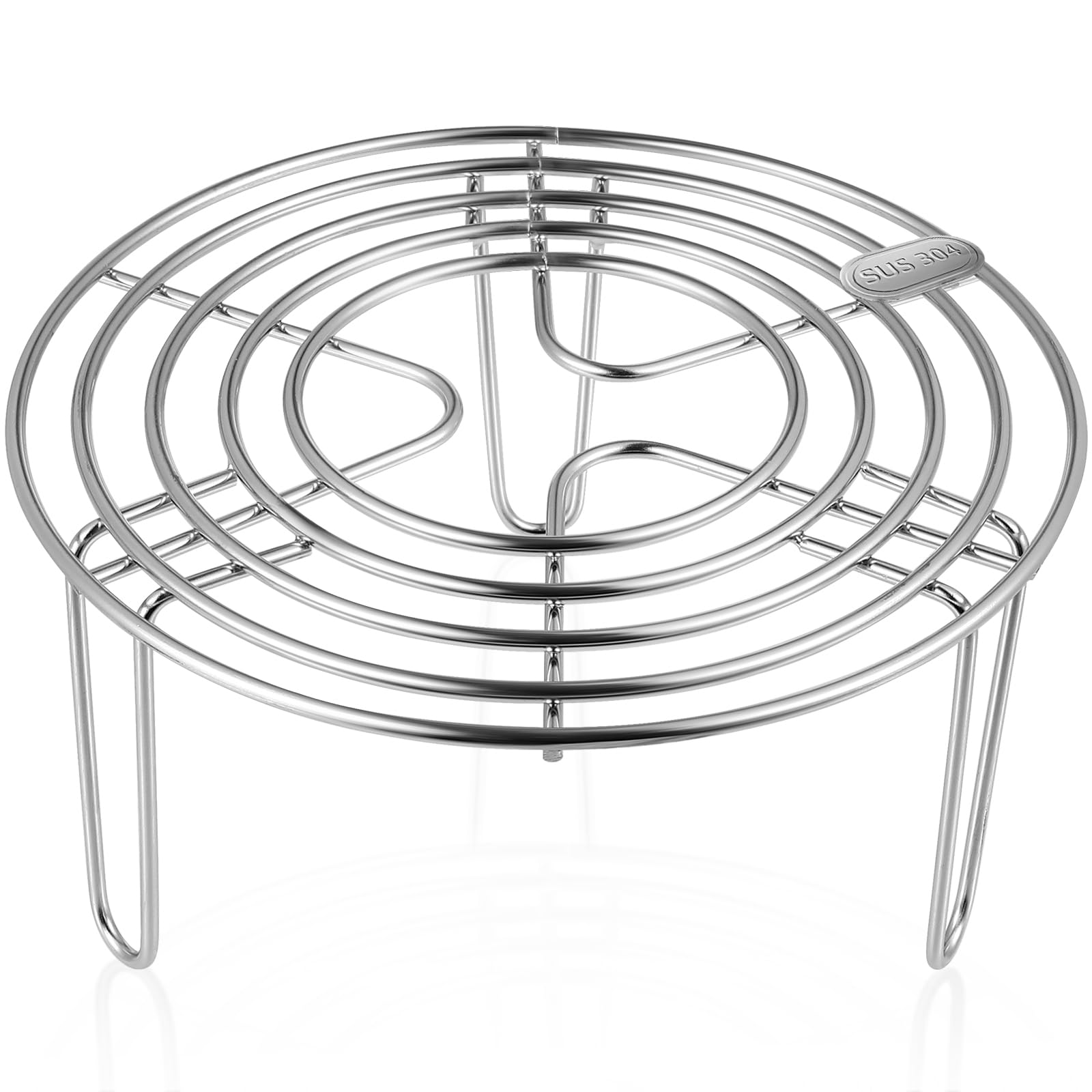 Hemoton 6.3 Inch Stainless Steel Steamer Rack, Round Cooling Rack for Steaming, Baking, and Cooking, 16X7Cm