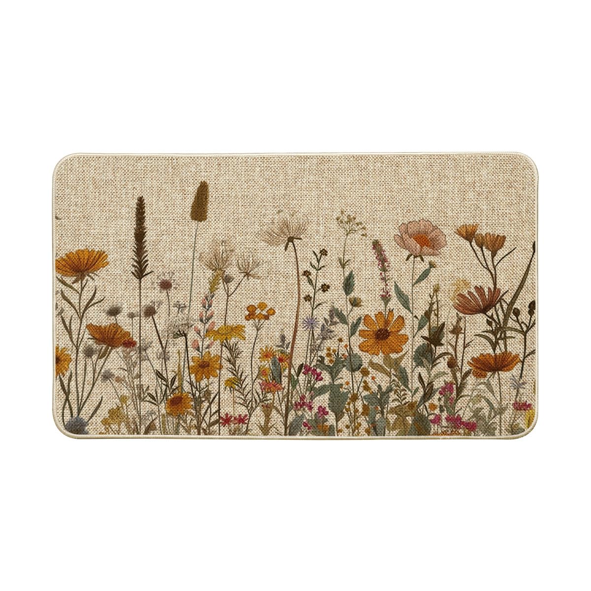 Photo 1 of Artoid Mode Flowers and Grass Fall Doormat,Autumn Home Decor Low-Profile Switch Rug Door Mat Floor Mat for Indoor Outdoor 17x29 Inch
