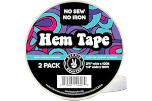 HIPPIE CRAFTER Double Sided Hem Tape No Sew No Iron Sewing Tape for Hemming Curtains Fabric Pants Dress Clothes and More Thin with Strong Adhesive Removable Combo 3/4 Inch x 100FT and 1/4 Inch x 100FT
