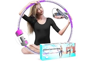 BILIGILA Exercise Hoop for Adults, Adjustable Weighted Stainless Steel Workout Hoops with Thicker Soft Foam, Professional Exercise Hoops for Weight Loss,Fitness