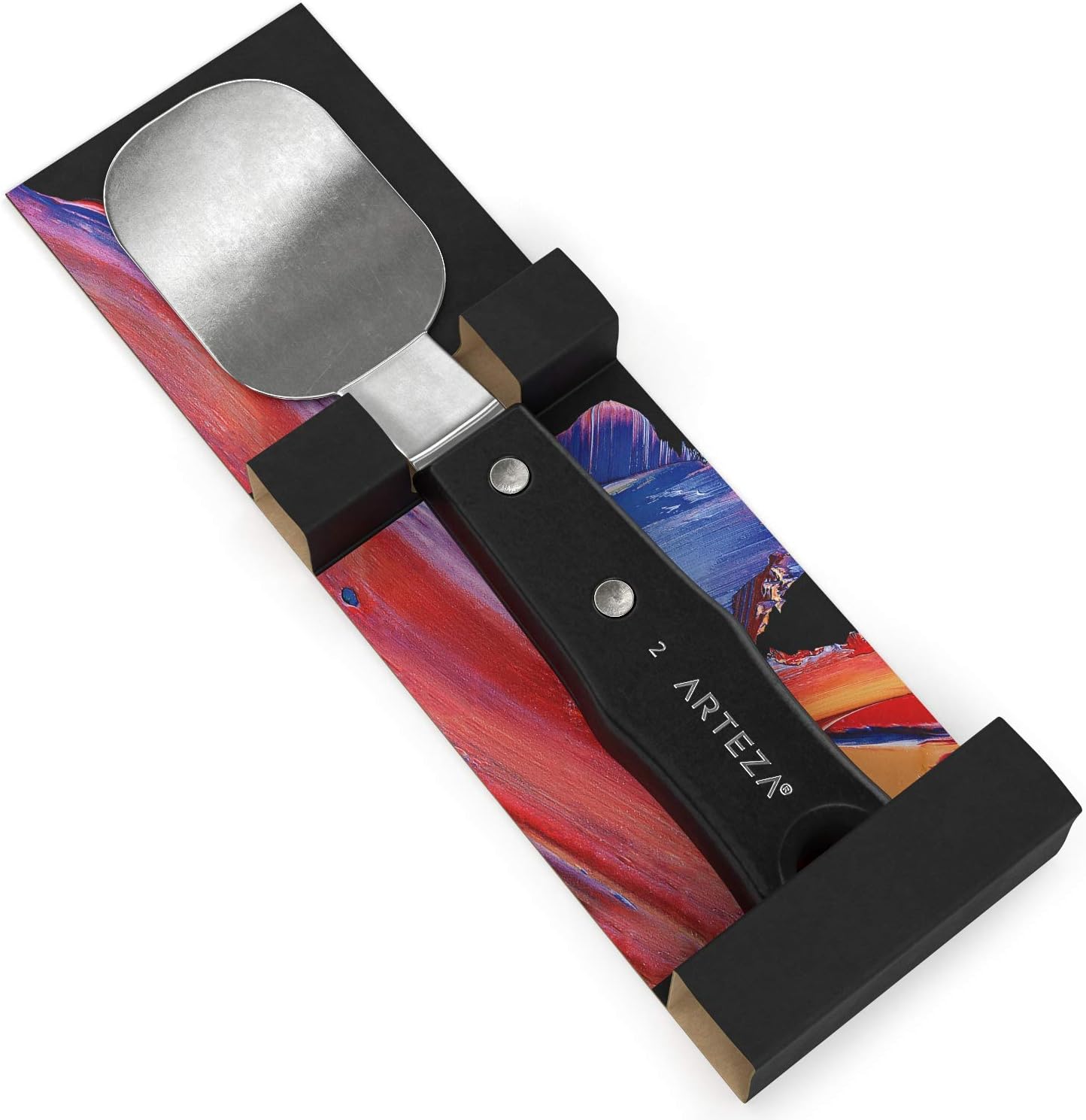 Arteza Palette Knife, Size No. 2, Durable Stainless Steel Blade & Break-Resistant Wooden Handle, Painting Knife for Oil & Acrylic Paints