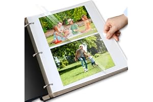 FUYITE Two-Sided Photo Album Refill Sheets, 11 x 9 inch Photo Album Pages for 3 Ring Binder, Photo Album Self Adhesive Pages, for 2x3 4x6 5x7 8x10 Replacement Photo Album Sheets (40 Sheets/ 80 Pages)