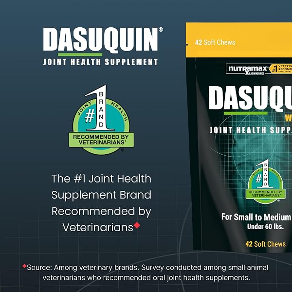 NUTRAMAX DASUQUIN FOR SMALL TO MEDIUM DOGS, JOINT HEALTH SUPPLEMENT, CONTAINS GLUCOSAMINE FOR DOGS, PLUS CHONDROITIN, ASU, MSM AND MORE, SUPPORTS HEALTHY JOINTS, SOFT CHEWS, 42 COUNT