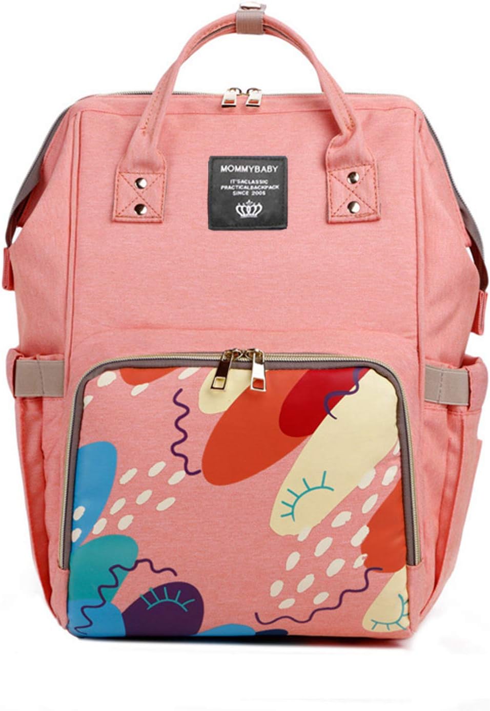 Vinkl Baby Diaper Bag Maternity Backpack (Printed Pink)