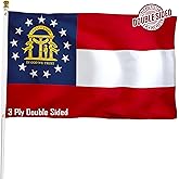 XIFAN Double Sided Georgia State Flag 3x5 ft, Heavy Duty 3 Ply Durable Polyester, GA Flag with Vibrant Print/4 Rows Hemming/Brass Grommets for Indoor Outdoor Decor