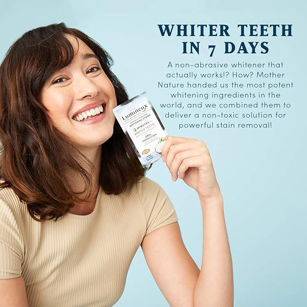 LUMINEUX TEETH WHITENING KIT PEROXIDE FREE FOR WHITER TEETH INCLUDES 7 WHITENING TREATMENTS, 1 MOUTHWASH, 1 TOOTHPASTE & 1 BAMBOO TOOTHBRUSH, DENTIST FORMULATED