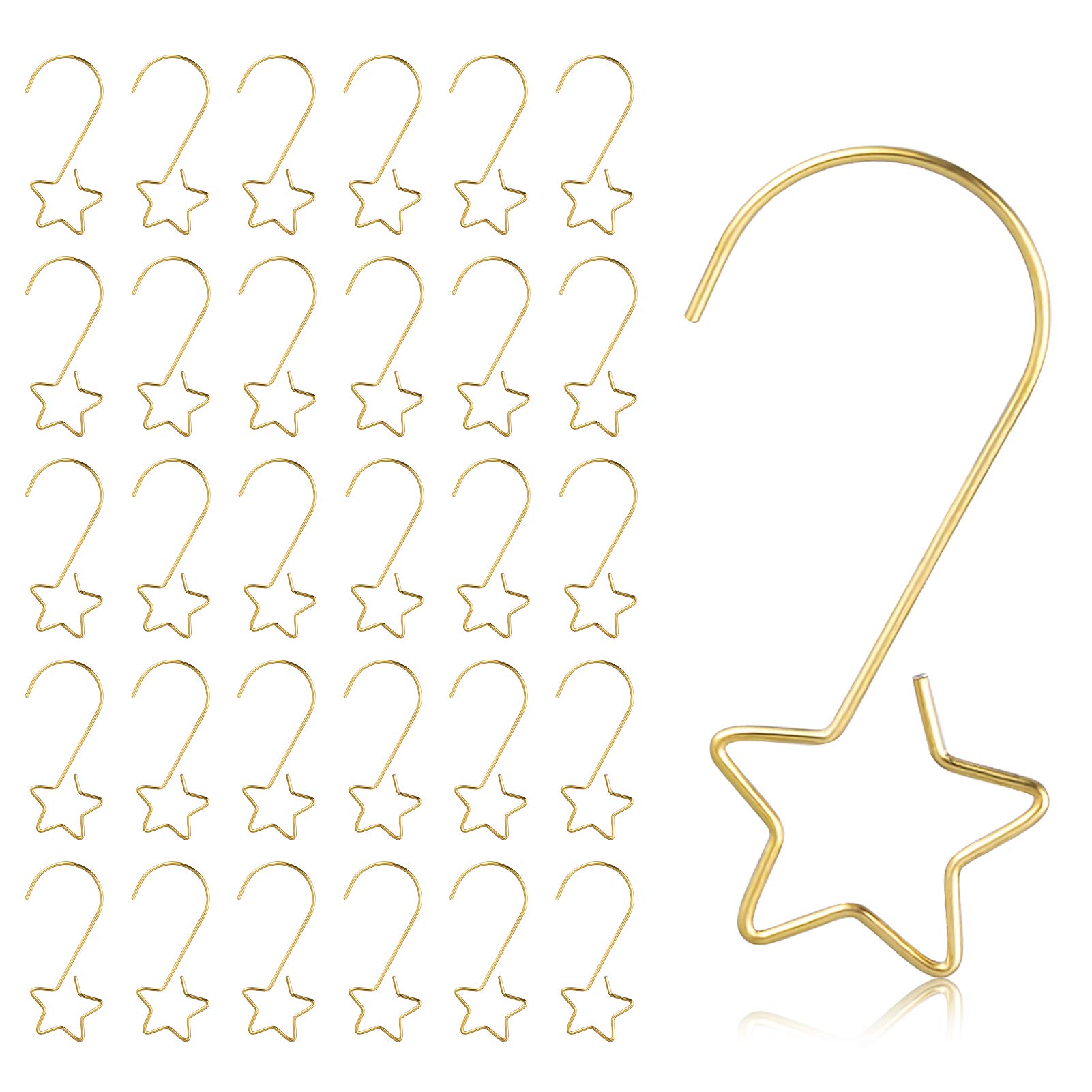 MELLIEX 60pcs Christmas Ornaments Hooks Star-Shaped Tree Hangers Metal Hanging Hooks for Hanging Christmas Tree Decorations