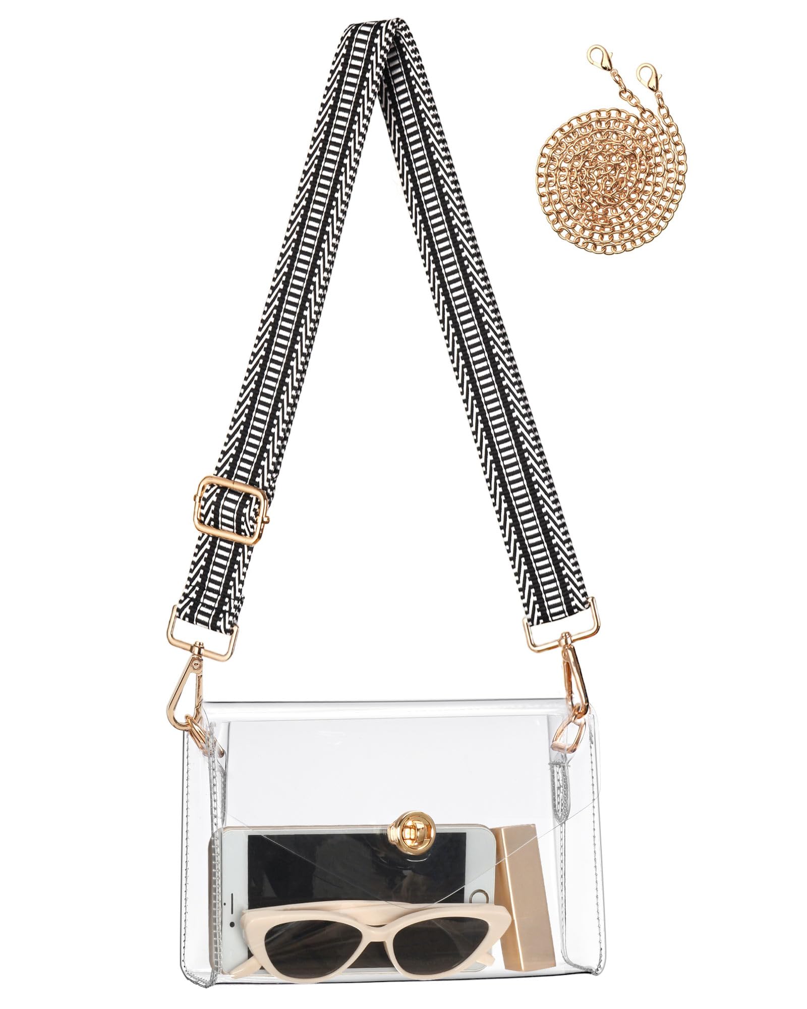 BS-VOG Clear Purse for Women, Clear Crossbody Bag Stadium Approved, Small Cute Clear Stadium Bag for Concerts Sports Events