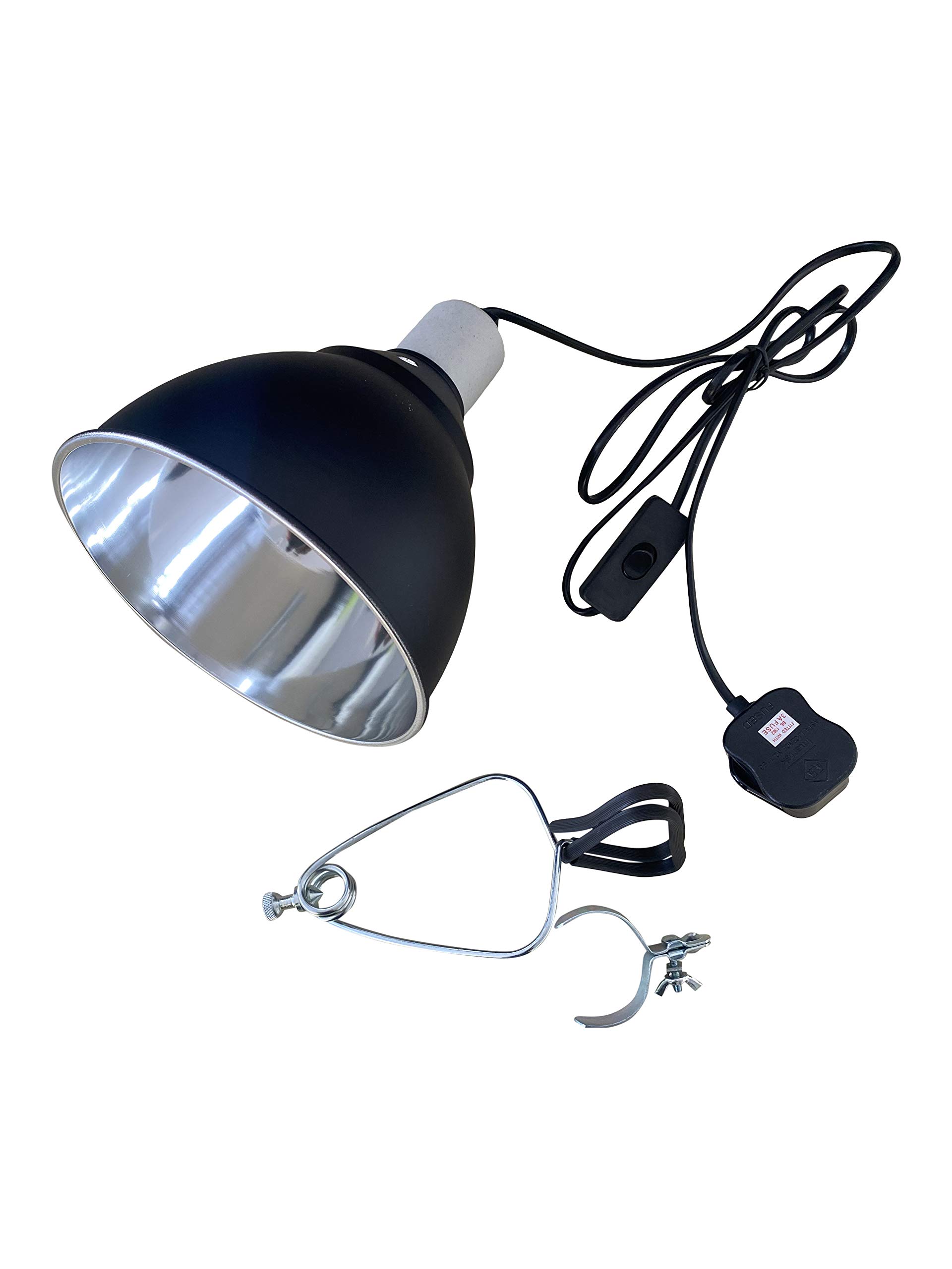 Finest Aquatics 7” Reptile Clamp Lamp Holder Dome For Ceramic Heat Bulb Light Bulb With Bracket