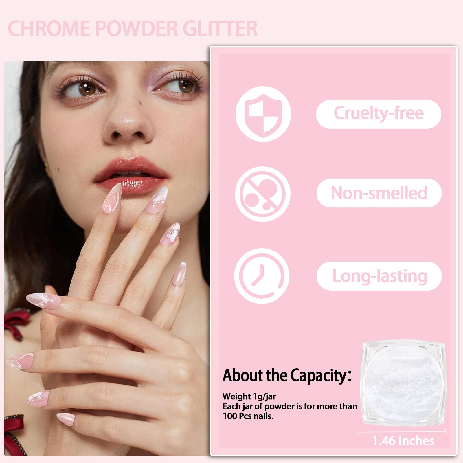 Allstarry White Pearl Chrome Nail Powder, Iridescent Aurora Powder Metallic Mirror Effect Glitter Powder Pearlescent Ice Transparent Mermaid Pigment Pearl Glitter Dust Kit for Nail Art Decoration - Image 3