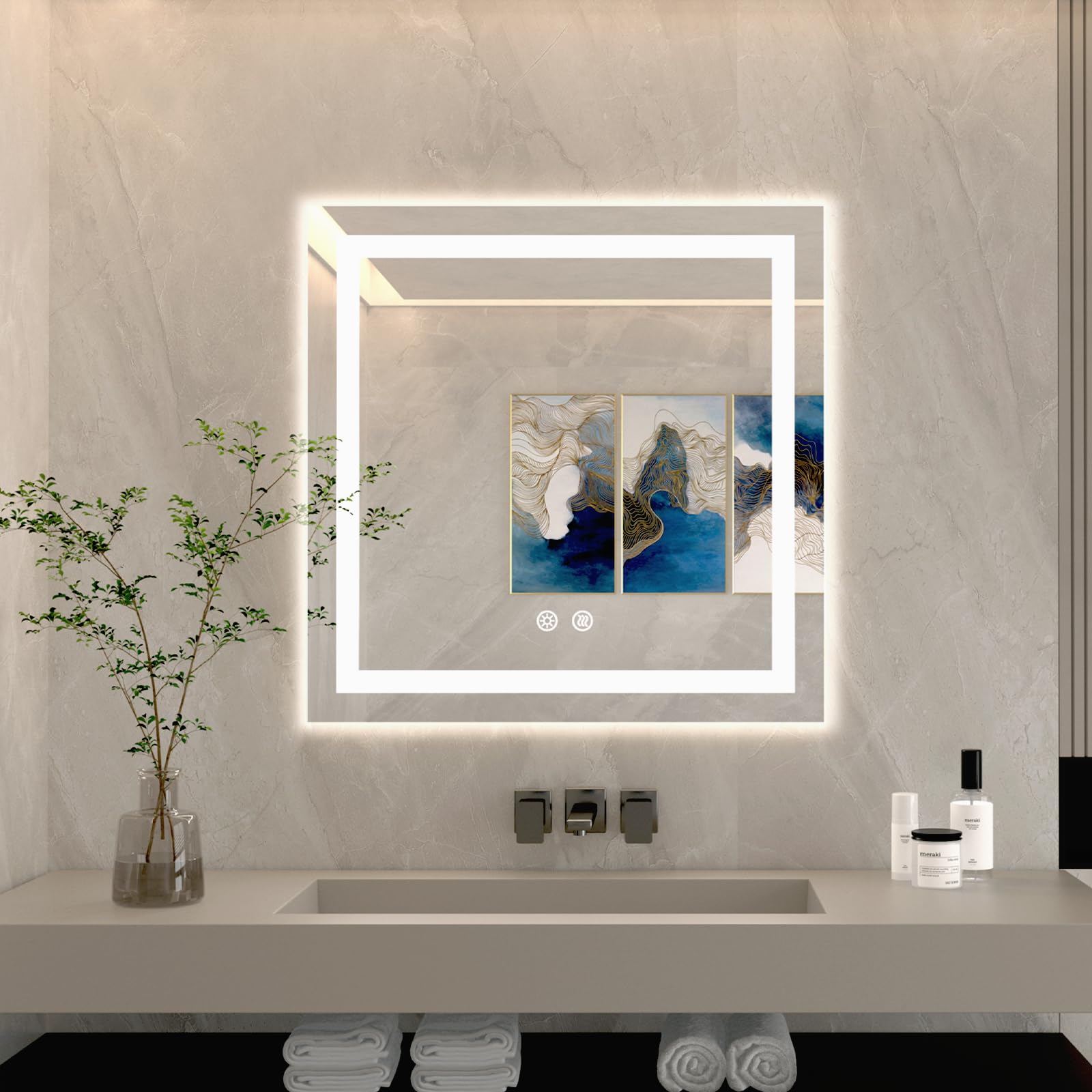 BuLife 28 X 28 Inch Square LED Bathroom Vanity