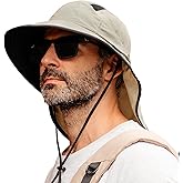 TOP-EX M/L/XL/XXL Unisex Mens Sun Hat with Neck Flap Sunglass Lock UPF 50 Wide Brim Fishing Hats Waterproof & Packable