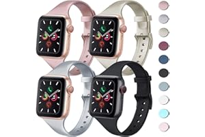 4 Pack Sport Bands Compatible with Apple Watch Band 41mm 45mm 38mm 40mm 42mm 44mm, Slim Thin Narrow Soft Silicone Replacement