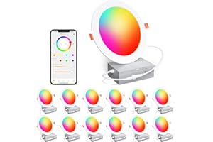 CHANGM Recessed Lighting 6 Inch RGBCW Color Changing Smart Recessed Ceiling Lights 16W 1350LM LED Downlights Dimmable by Alexa & APP, 2700K-6500K,16 Million Colors - DIY Scenes - Timer - 23 Modes (12 Pack)
