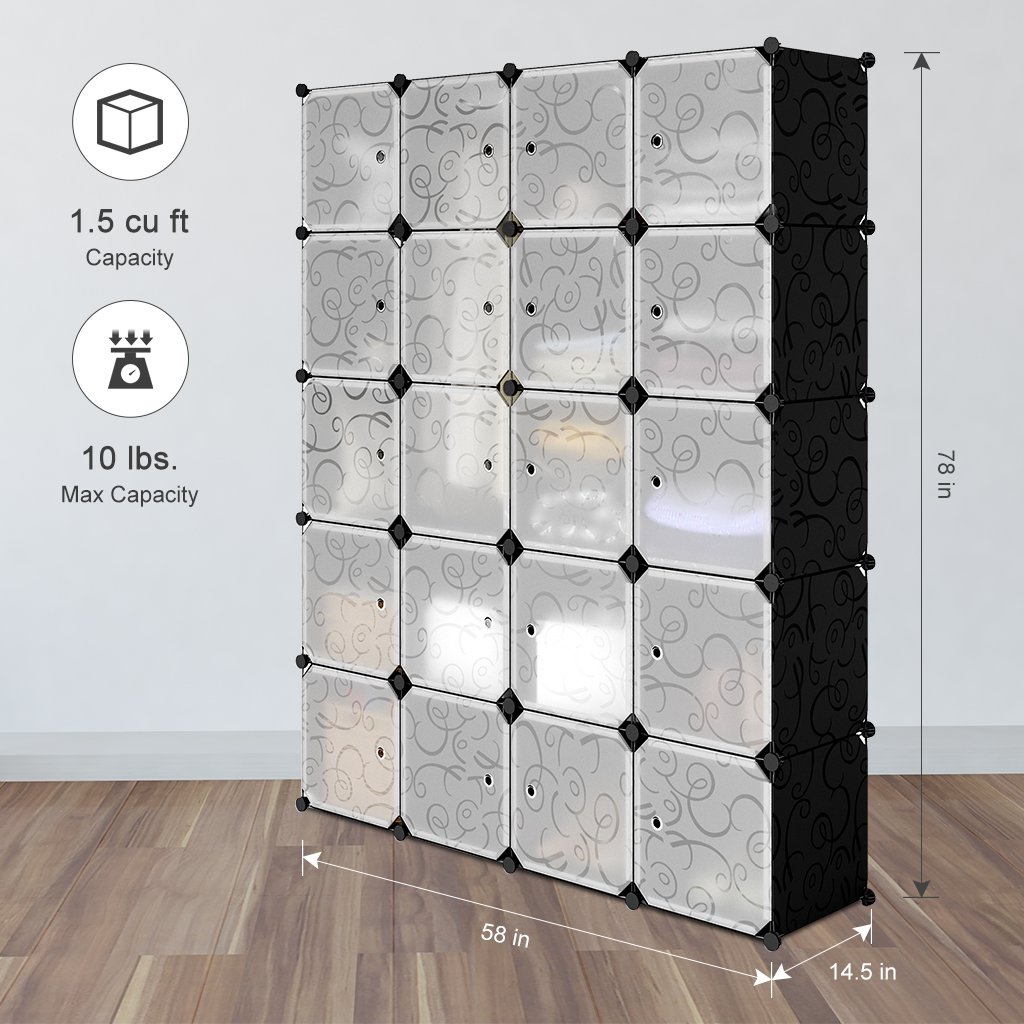 Langria 20 Storage Cube Organizer Wardrobe Modular Closet Plastic