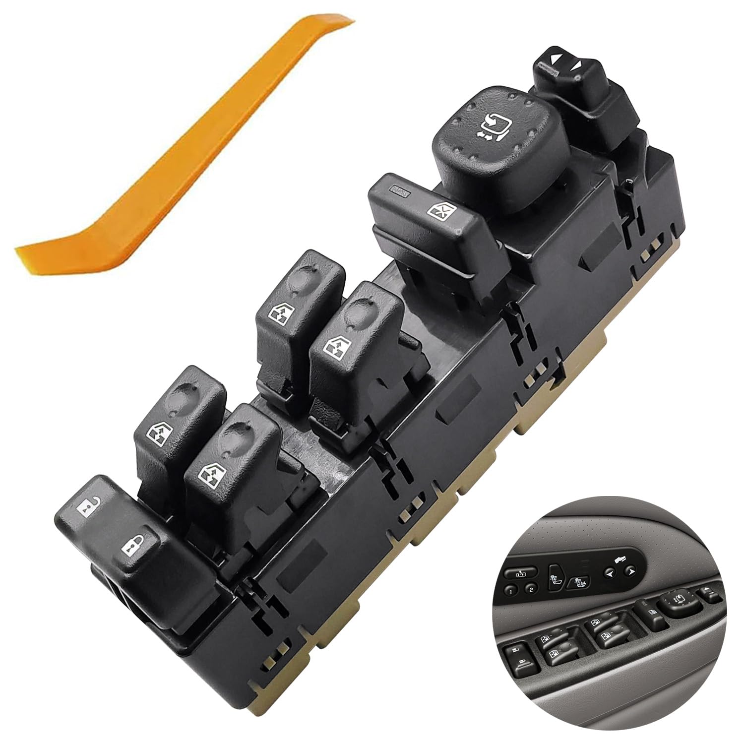 Photo 1 of [missing switch] Front Left Driver Side Master Window Switch for 2003-2006 Cadillac Escalade, Chevy Avalanche Suburban Tahoe, GMC Yukon, w/RPO Code DL3/DR4 Replace OE# 15883319      