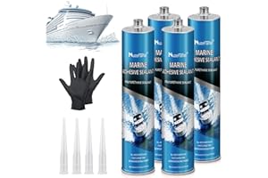 MUZEFANSI 5200 Marine Sealant Fast Cure - Marine Adhesive Sealant (White) - Permanent, Waterproof Bond & Seal - UV Resistant, Above and Below Waterline - Polyurethane Sealants for Boats, RVs, and Cars (4 Pack)