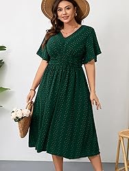 RWJ Women's Plus Size Maxi Dress Flutter Casual V