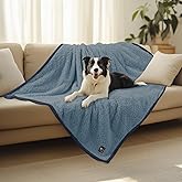Luciphia Waterproof Pet Blanket for Medium Large Dogs Soft Cat Sherpa Calming Thick Cover Leakproof Cozy Puppy Sofa Bed Car Couch Protector(Blue/Navy,63x50 inches)