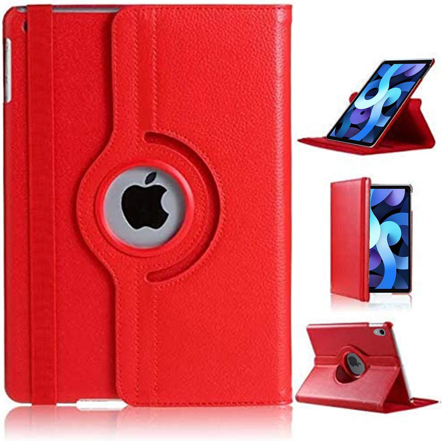 For iPad Air 11 (M4 2026/M3 2025/M2 2024) Case/iPad Air 10.9 4th 2020/5th 2022 Generation 360 Rotating Stand Multi-Angle Viewing Auto Wake/sleep Smart Folio Kids Friendly Protective Cover (RED)