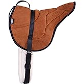 Harrison Howard Horse Riding Pad, Bareback Pad with Matching Girth | With Sturdy Grab Handle, Microsuede Surface for Stability, Plush Berber Fleece Underside for Cushion