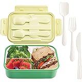 TACGEA Bento Box for Kids and Adults, Lunch Box 37oz Food Storage Container with Fork & Spoon, Knife, BPA Free, Microwave, Di