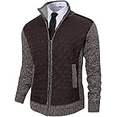 Msmsse Men's Full Zip Cardigan Sweater for Men Causal Thick Slim Fit Knitted Sweaters Jacket
