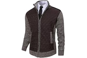 Msmsse Men's Knitted Cardigan Sweater Causal Thick Full Zip Sweaters for Men Coat