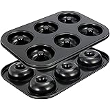 Mini Donut Pans, OAMCEG Non-Stick 2 Pack 6-Cavity Donut Baking Pans, High-grade Carbon Steel Donut Mold - BPA Free Bagels Dou
