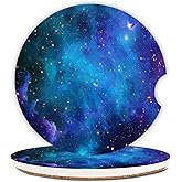 Adastrah Car Coasters Pack of 2,Nebula Galaxy Ceramic Cup Holders Car Coasters,Keep Cup Holders Clean and Dry,Drink Cup Car Holder Coasters with A Finger Notch